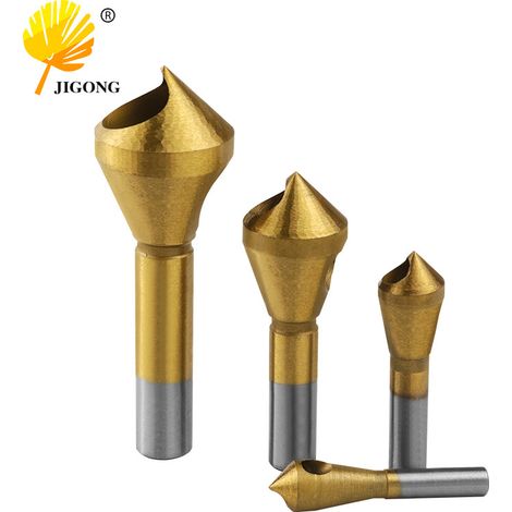 Outil de chanfreinage pour le chanfreinage de pièces en bois et en aluminium, foret à fraiser, évacuation interne des copeaux, outil de chanfreinage de trous coniques pour vis et boulons. (1/5)