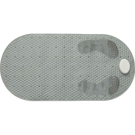 Tapis de Douche 40x80cm Tapis de Bain Antidérapant de Baignoire Tapis de Pied avec Pierre Ponce Amovible, avec Ventouses (Gris) (1/5)
