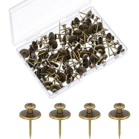 Cintres à double tête pour photos, clous à petite tête pour suspendre des photos, épingles à crochet, décorations pour photos (bronze, 50 pièces) (1/5)