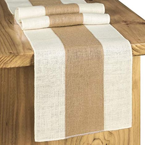 Rouleau de chemin de table en toile de jute - 3,6 m x 30 cm, ruban de jute rustique vintage pour mariage, jardinage et décoration de table (1/5)