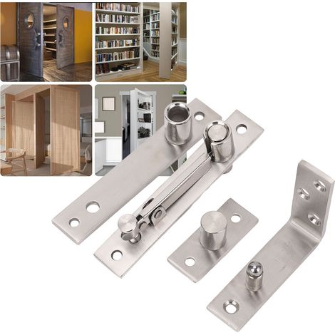 Charnière de porte invisible en acier inoxydable pivotante à 180 degrés, capacité de charge de 300 livres, convient aux portes invisibles ou aux portes de bibliothèque cachées, etc. (1/5)