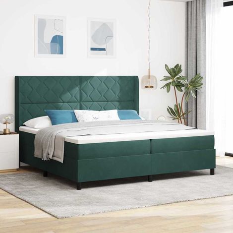 vidaXL Cama tipo Box Spring Verde oscuro 200 x 200 cm Terciopelo (1/5)