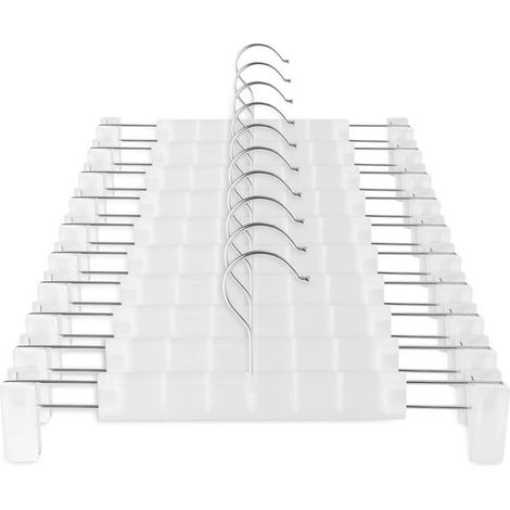10er-Pack Hosenbügel, platzsparende Rockbügel mit 360° drehbaren Haken und verstellbaren Clips, transparent. (1/5)