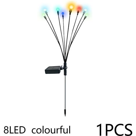 Luci solari da giardino Toivize - Impermeabili IP65 - 8 teste LED con effetto lucciola, decorazione per esterni, prato nero, flessibili, autonome (1/5)