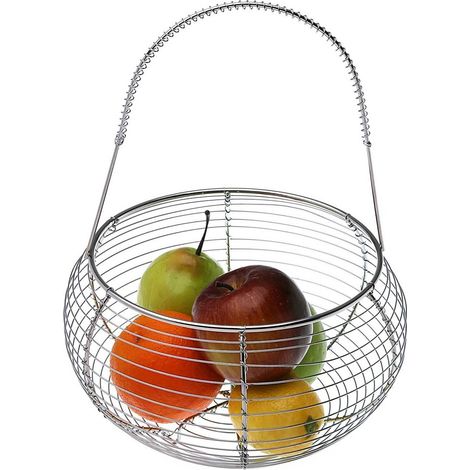 Fruttiera cesto porta frutta e verdura centro tavola in acciaio per cucina bar ristorante cestino ciotola moderno (1/5)