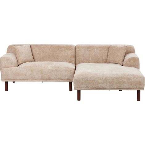Corner Sofa 3 Seater HOLT Fabric Beige Left Hand