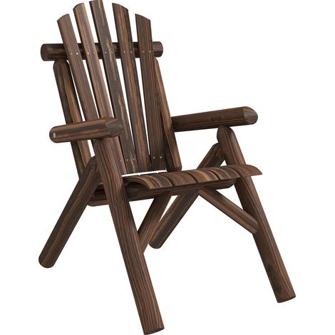 Chaise Adirondack en pin naturel avec accoudoirs, 83 x 68 x 101 cm, pour jardin et terrasse, couleur marron (1/5)
