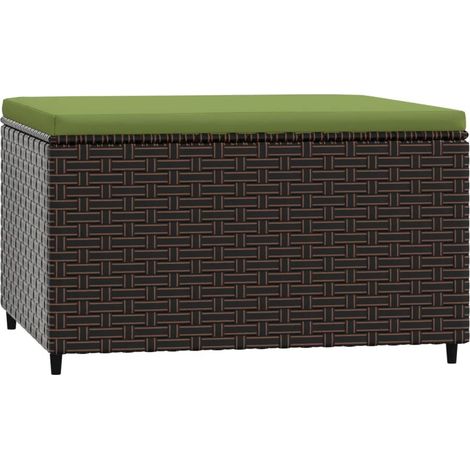 Repose-pied de jardin avec coussin marron résine tressée (1/5)