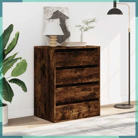 852874 Commode d'angle chêne fumé 60x41x76 cm bois d'ingénierie (1/5)