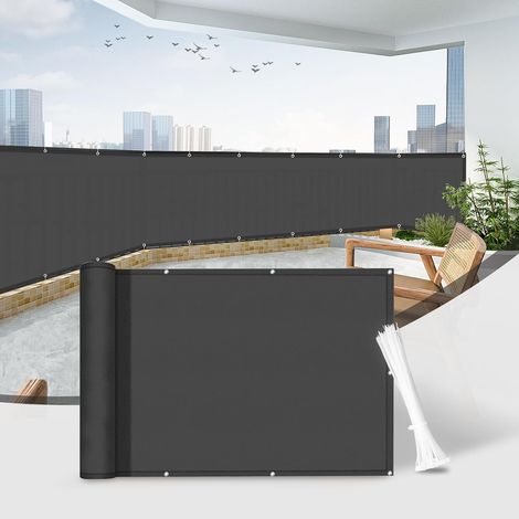 Brise Vue Balcon 70x300 cm,PES Ant- UV, Protection de la Vie privée et sécurité des balustrades de Balcon,Opaque Résistant,Dark Anthracite (1/5)