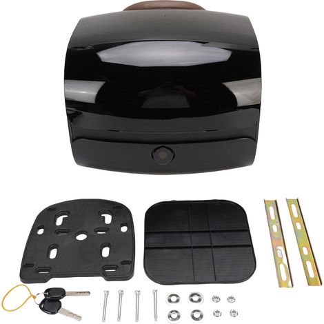 Coffre arrière de moto ABS, capacité de 32l, coffre arrière résistant à la pluie, fixation rétractable et mécanisme d'attache de sécurité avec serrure pour le cyclisme, noir brillant (1/5)