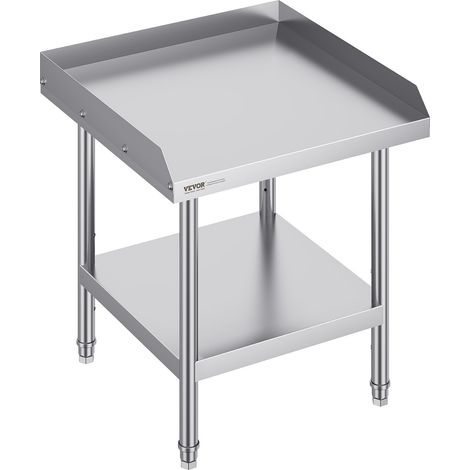 Table de Travail en Acier Inoxydable 61x61x66 cm, Table de Préparation des Aliments Commerciale, Dosseret à 3 Côtés, Hauteur Réglables, Meuble de Rangement des Aliments, pour Cuisine Restaurant (1/5)