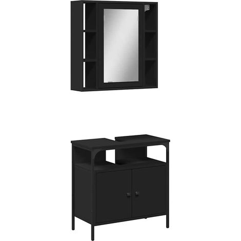 Maison Exclusive - 2-tlg. Badmöbel-Set Schwarz Holzwerkstoff