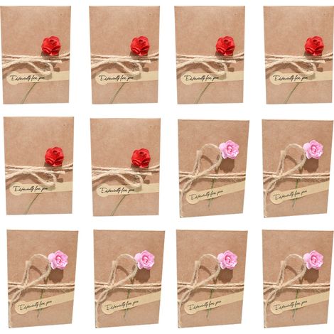 Carte De Voeux - Avec Fleurs Séchées - Enveloppe Incluse - Pour Anniversaire Mariage Noël - Lot De 12 (1/5)