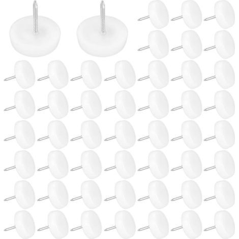 50 PCS Patins à Clouer en Résine ABS 19mm Robuste Protege Pied de Chaise Durable Forme ronde Patin Glisseur à Clouer Anti-vibration pour Chaise Tableau Bureau Salon Chambre Etude - Blanc (1/5)