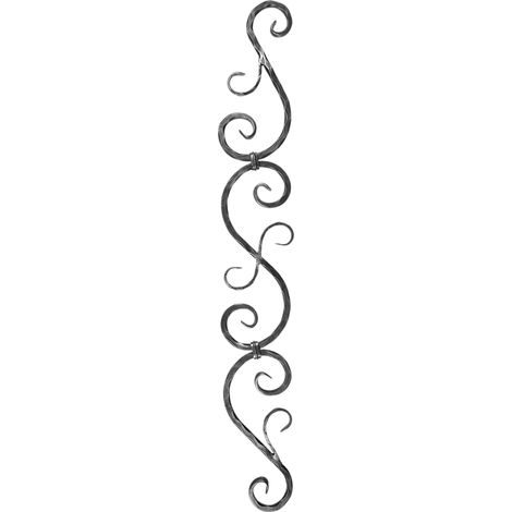 Deco Fer Forge – Frise décor en fer forgé 900x125 mm – 3 volutes – Pour espaces extérieurs – Décoration murale durable