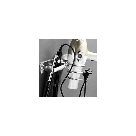 Porte Seche Cheveux Support Seche Cheveux et Support de Lisseur Titulaires de Sèche-Cheveux en Aluminium - pour Salle de Bains, Toilettes, Sèche-Cheveux, Le lisseur(argent,19.5156cm)