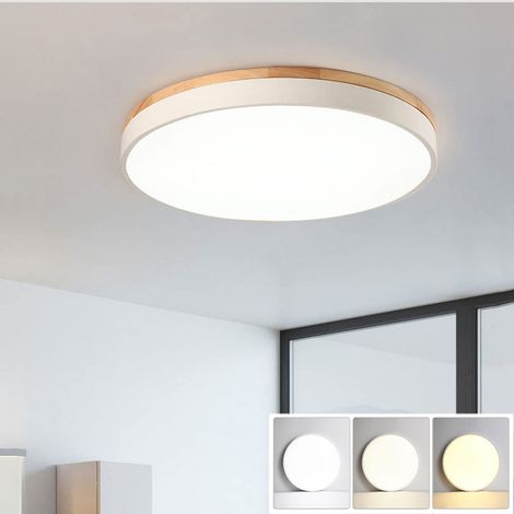 Plafonnier LED, Plafonnier Rond Moderne en Métal 36 W, 3 Températures de Couleur, pour Salon, Chambre, Cuisine, Couloir, Salle à Manger, 40 cm, Blanc (1/5)