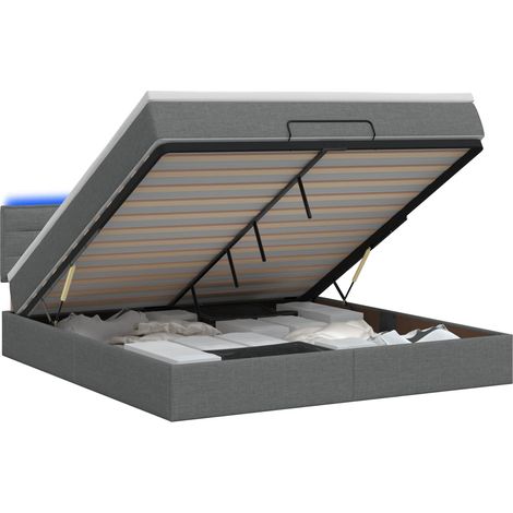 Maison Exclusive - Lit coffre avec matelas et LED Gris foncé 160 x 200 cm Tissu (1/5)