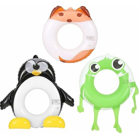 Lot de 3 Anneau de Natation en PVC, (70 cm) Boueé Gonflable en Forme d'animaux avec Valve Anti-Fuite pour Fête d'Été Plage, Jouet Piscine pour Enfants,GU.B/bon (1/5)