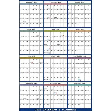 Calendrier annuel 2026, douze mois, effaçable, mural, pour la maison, le bureau, l'école et la salle de classe agenda pour enseignants, élèves et famille cadeau de Noël.