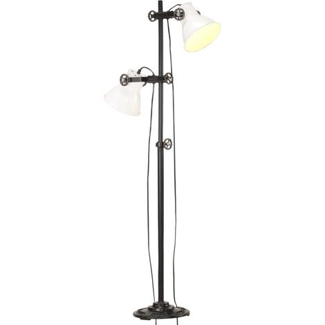 Lampadaire avec 2 abat-jour réglables style industriel intérieur 28 x 140 cm en fonte blanche (1/5)