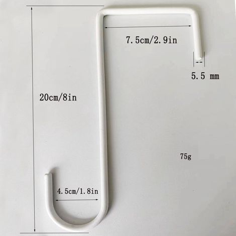 Gancho para valla，gancho para macetas de jardín，gancho para pasamanos，gancho de hierro forjado，gancho para colgar plantas，5 piezas，blanco，20 cm (1/5)