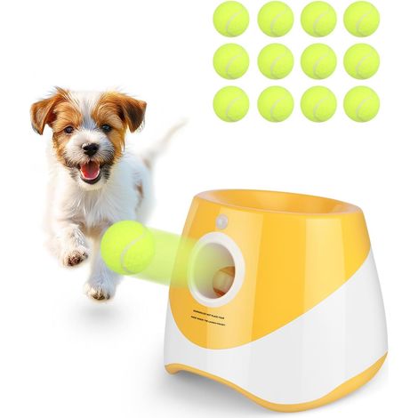 Lanceur de balles automatique interactif pour chiens - 12 balles de tennis, lanceur de balles pour chiens de petite et moyenne taille, machine à lancement automatique, lanceur de balles pour chiens (1/5)