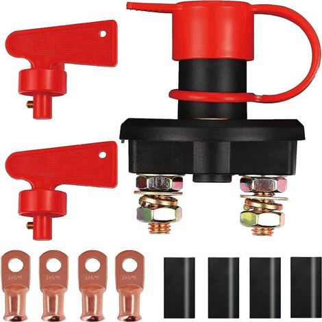 1 pièce Interrupteur de déconnexion de batterie, isolateur principal de batterie DC 12V 24V, interrupteur de coupure de courant pour voiture marine, bateau, camping-car, VTT, camion, véhicule (1/4)
