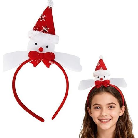 Serre Tête Bonhomme de Neige Adulte Rouge, Costume Animal Noël Carnaval Accessoire Fête Neige Bois Standard 1 Pièce