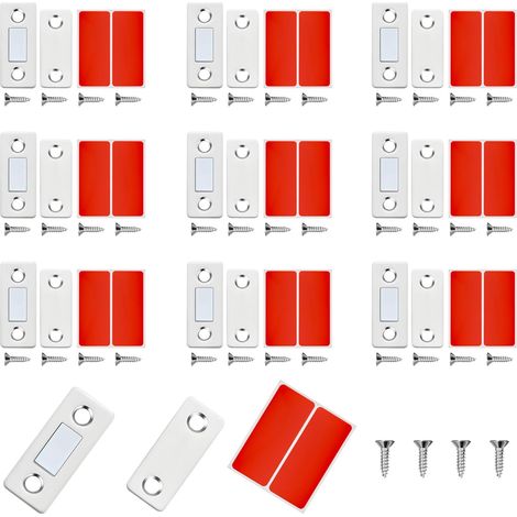 Imanes para muebles, imanes autoadhesivos, imanes ultrafinos para puertas con tornillos para cajones, armarios de cocina, puertas correderas, roperos, puertas de cocina, paquete de 10 (1/5)