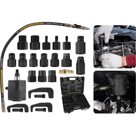 Juego de 24 herramientas neumáticas para la extracción de inyectores diésel, funciona a 72-116 PSI, diseño compacto, amplia compatibilidad, tecnología de vibración neumática. (1/5)