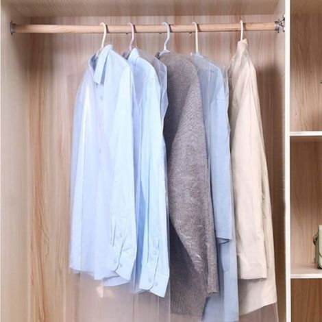 Sacs à poussière transparents pour vêtements suspendus, adaptés au rangement à domicile, etc. - Lot de 10, 45×70 cm (1/4)