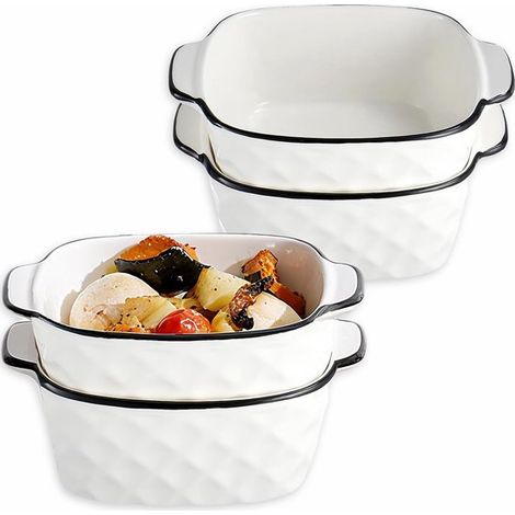 Set di 4 piccole pirofile in ceramica da forno, padella grill da forno con manici (1/5)