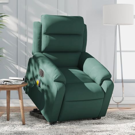 Fauteuil inclinable de massage électrique-Chaise de relaxation-Fauteuil Relax vert foncé velours 154027 (1/5)