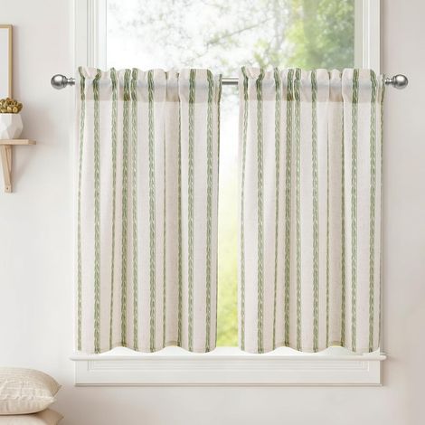 Rideaux Cuisine Court, Brise Bise Rideau Semi-Transparent, H90xL60 cm (1/5)