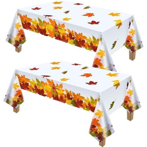Nappe en feuille d'automne pour Thanksgiving, nappe en feuille d'érable d'automne, nappe rectangulaire imperméable pour décoration de Thanksgiving, rideau, restaurant, camping (2 pièces) (1/5)