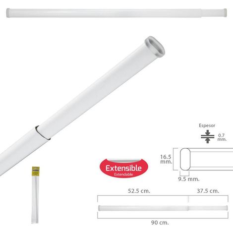Barra Visillo Extensible 52.5/90 cm. Con Muelle Presion Ajustable (1 Pieza)