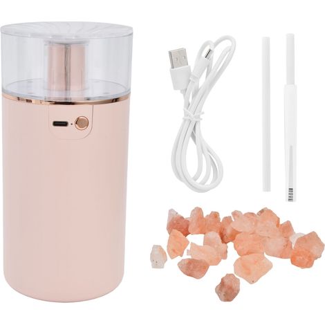 Humidificateur de sel de bureau rose, hydratation réglable, chargement USB (1/4)