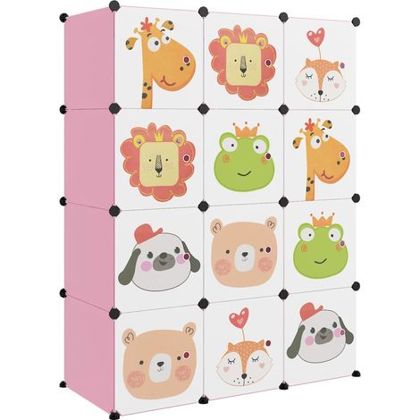 Armoire de rangement pour enfants avec 12 cubes Rose PP