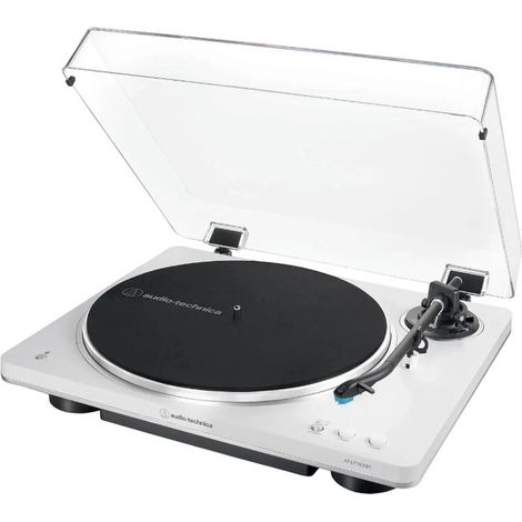 Audio-Technica AT-LP70XBT Tourne-disque entraîné par courroie Argent, Blanc Complètement automatique