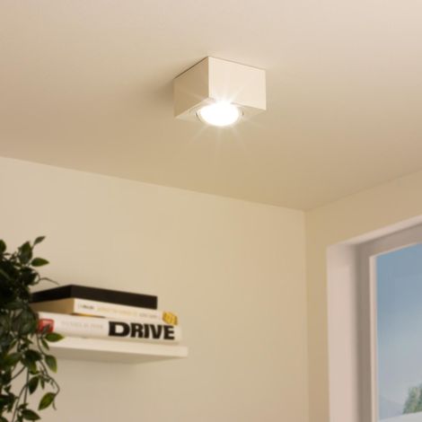 Flacher Aufbaustrahler eckig schwenkbar Deckenleuchte - Farbe: weiß - LED Leuchtmittel: 5W Warmweiß 230V dimmbar 60° (1/5)