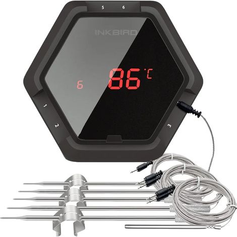 Thermomètre de barbecue sans fil, compatible Bluetooth, jusqu'à 6 sondes (1/2)