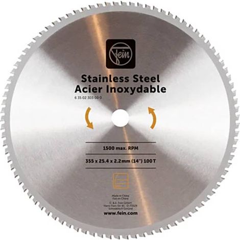 Fein – Lame d'outil multifonction pour acier inoxydable – Largeur de coupe 2,2 mm – Diamètre 355 mm – 100 dents – 63502303000 (1/5)