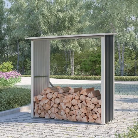 Legnaia da esterno in metallo portalegna da giardino 182x89x190cm Vipiteno
