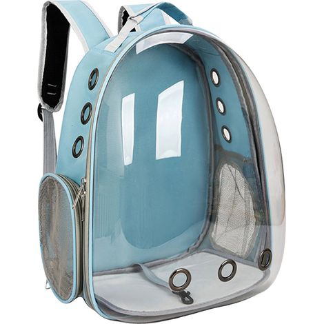 Mochila con forma de gato, diseño transpirable, correas ergonómicas, color azul. (1/2)
