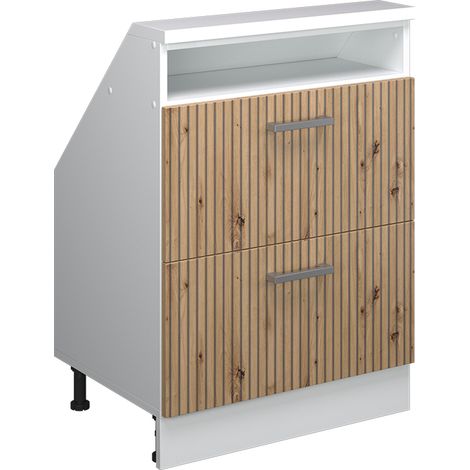 Dachschrägenschrank Rion, Artisan Eiche/Weiß, mit 2 Schubladen, Vicco