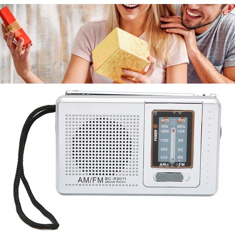 Mini radio portable AM/FM multifonctionnelle, gris argenté (1/5)