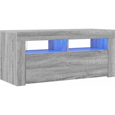 Mobile TV Armadietto TV Mobile Porta TV con Luci LED Grigio Sonoma 90x35x40 cm (1/5)