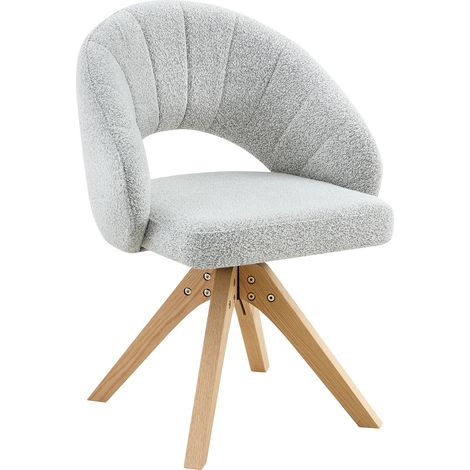 CAIziLot de 2 chaises pivotantes légères de style rétro luxueux. Velours texturé gris clair avec pieds en bois massif, fonction pivotante à 360°. Dossier courbé enveloppant. Convient à la salle à mang (1/5)